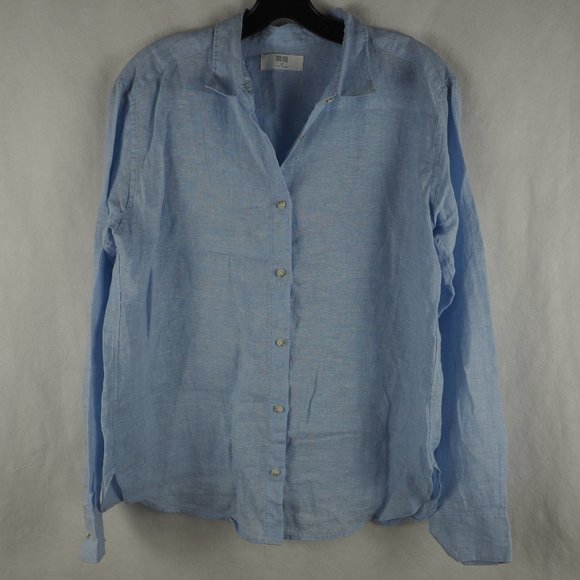Uniqlo Tops - Uniqlo Button Down Shirt Linen Light Blue Medium